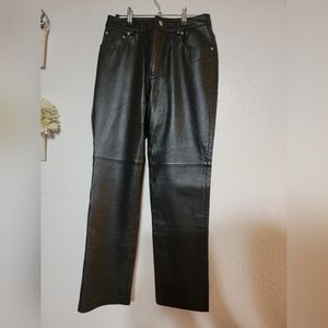 100% leather black pants